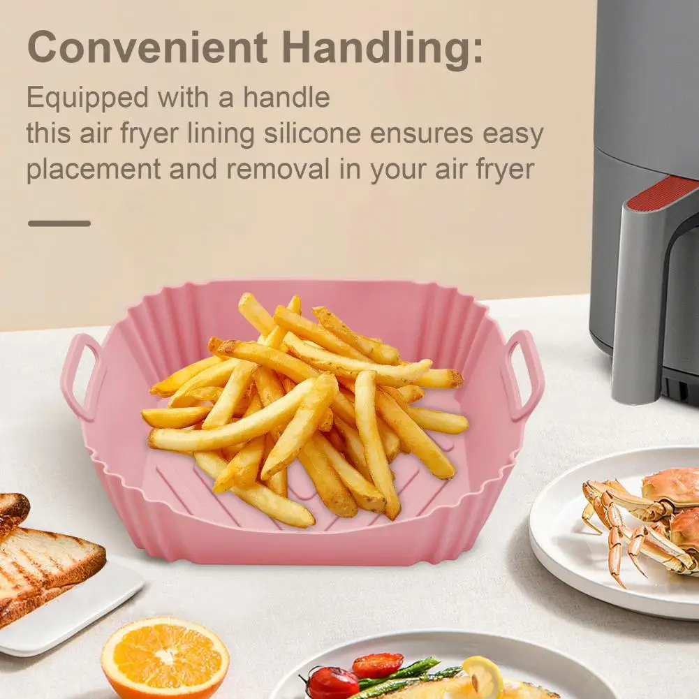 مقلاة هوائية مربعة من السيليكون بطانات مقلاة هوائية من السيليكون لصينية خبز مربعة سلة مقلاة هوائية صغيرة قابلة لإعادة الاستخدام للمطبخ الصحي #5