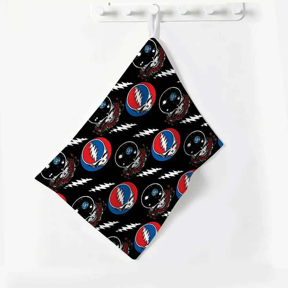G-Grateful D-Dead Polyester Cotton Hand Wiping Towel, Anti-shrink Hanging Kitchen Cloth for Household Cleaning