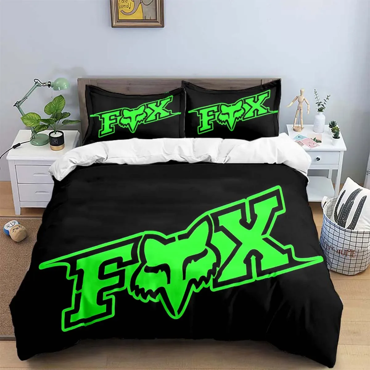 

F-Fox Racing Logo Pattern Bedding Sets Exquisite Bed Supplies Set Duvet Cover Comforter Set Bedding Set Luxury Birthday Gift