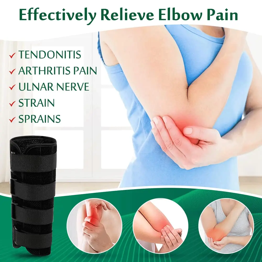 Férula de codo Tendonitis, soporte de túnel Cubital de nervio Cubital para dormir, inmovilizador de codo, soporte de férula de brazo