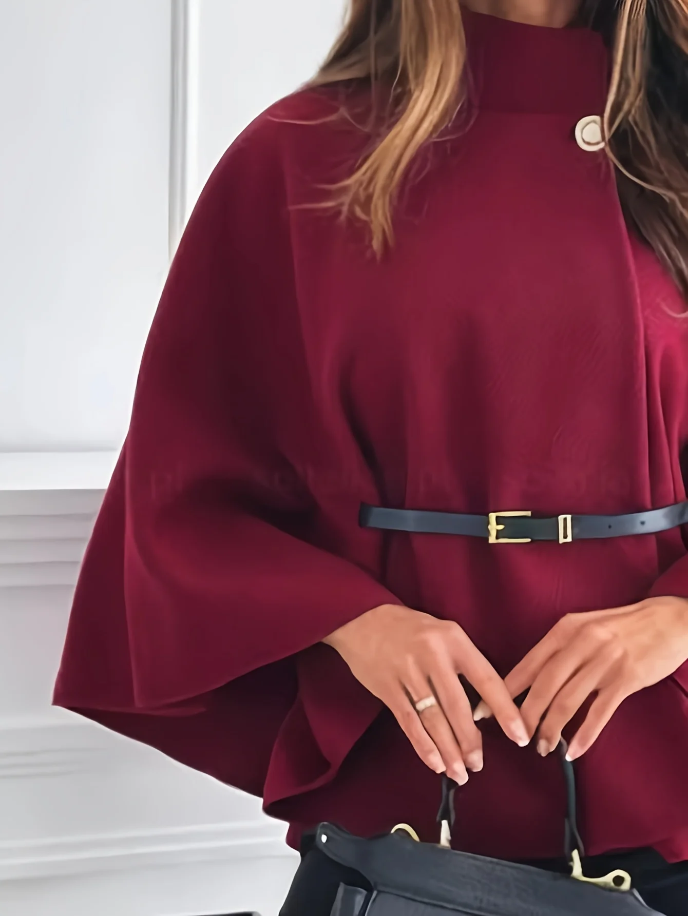 

Creative design short cape jacket for women stylish and casual featuring buttonless belt free design with batwing sleeves