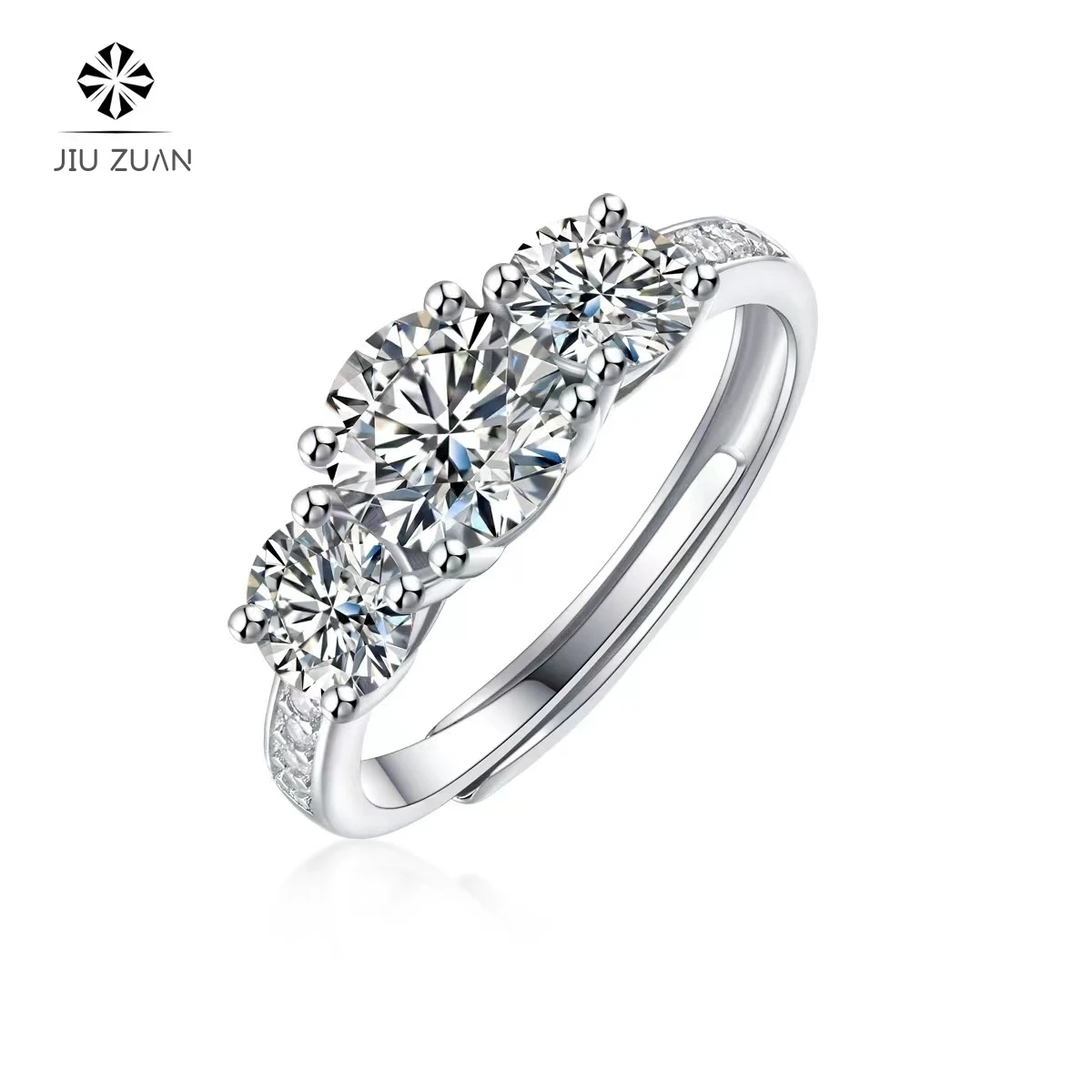 

JIU ZUAN Moissanite Ring Resizable D Color 1ct Round Shape 5mm 925 18K Real Engagement Wedding Rings For Women Fine Jewelry