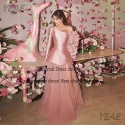 Santorini Prom Dresses 2024 One Shoulder Long Sleeve Vestidos De Noches A Line Tulle Evening Party Gown (without flower sleeve)