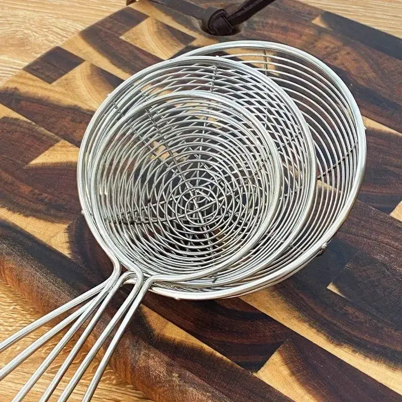 Stainless Steel Spider Strainer Non-Slip Comfort Grip Fine Mesh Filter for Milk Tea Shop Topping Fruit Pulp Sieving Use