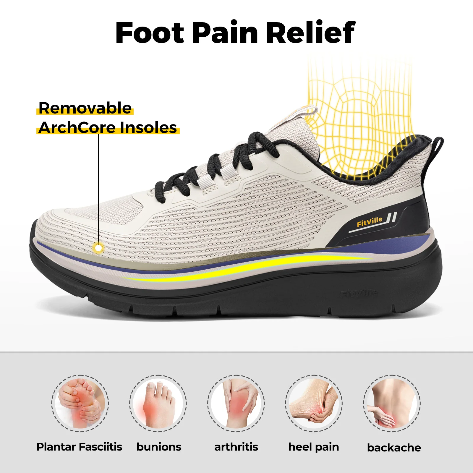 FitVille Men's Casual Sports Sneakers Extra Wide Toe Walking Shoes for Men Comfortable Running Jogging Shoes Autumn Breathable