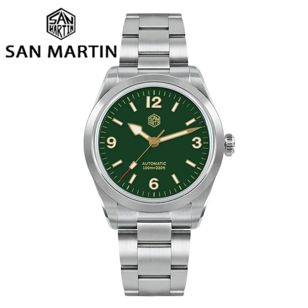 

San Martin New 38mm Vintage Enamel Dial NH35 Men Sport Watch Explore Climbing Series Automatic Mechanical Sapphire 10Bar BGW-9