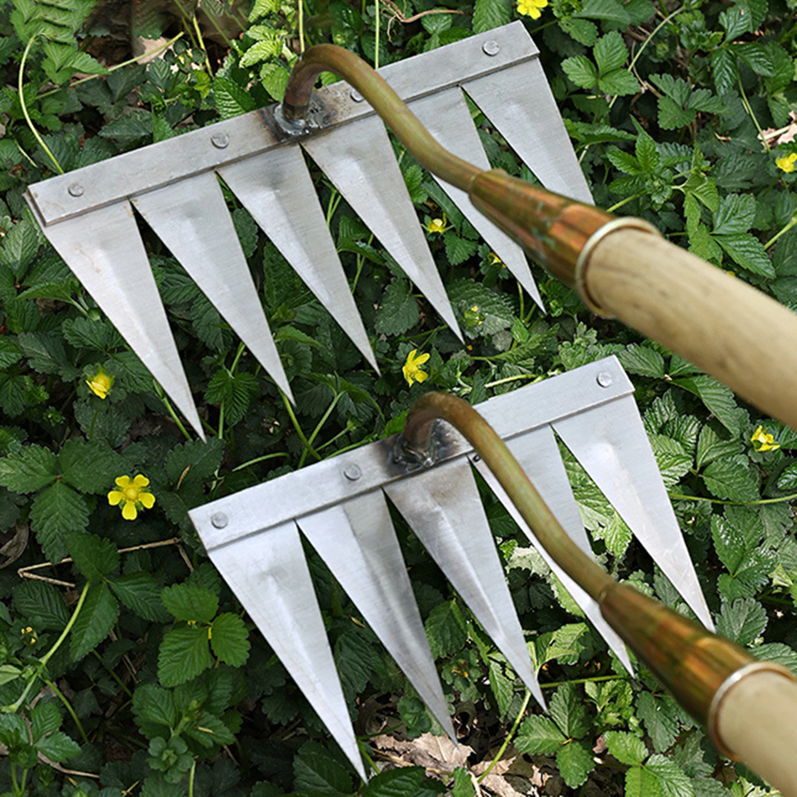 Imagem -02 - Metal Yard Rake Weeding Hoe Weeding Scarifier Artefato Ferramentas Agrícolas Jardim Cultivador Dethiecher Rake 7-tooth