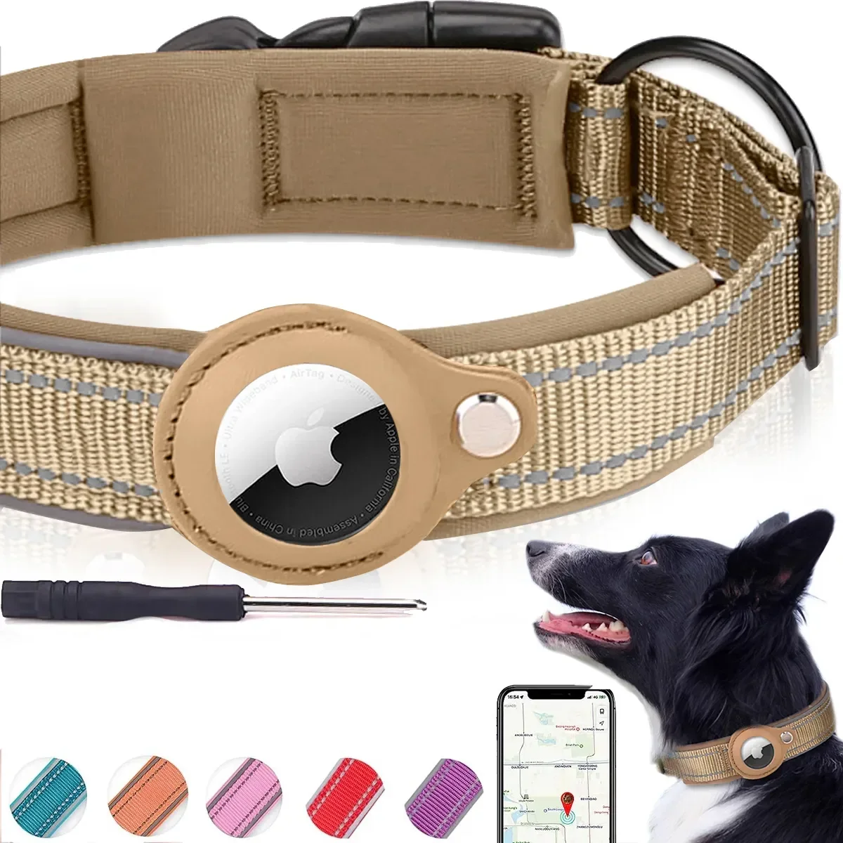 Collar de protección reflectante antipérdida para mascotas, rastreador impermeable para perros, gatos, posicionamiento, Apple Airtag, nuevo