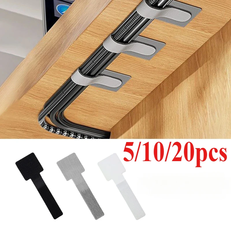 صناديق تخزين الكابلات القابلة لإعادة الاستخدام، ملصق مكتبي، تنظيم حامل كابل قابل للتعديل، حزام إدارة سطح المكتب #1