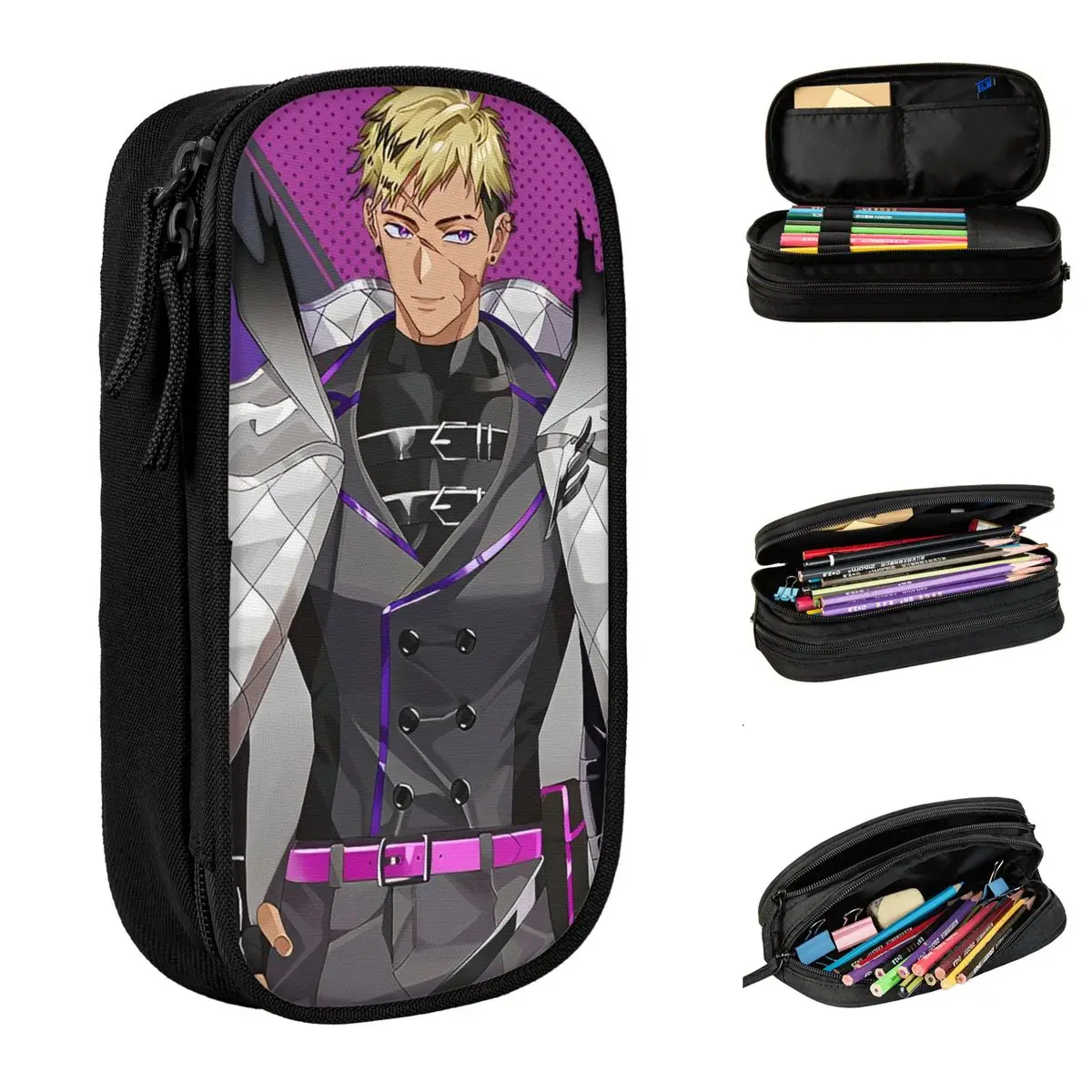 

Nijisanji Vantacrow Bringer Pencil Case Big Pen Box Boy Girl Double Layer Kawaii School Pencil Cases Graphic Stationery