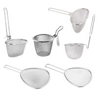 304 Stainless Steel Mesh Strainer Spoon Silver Fine Wire Mesh Food Colander Long Handle Sieve Cooking Utensils Hot Pot Strainer