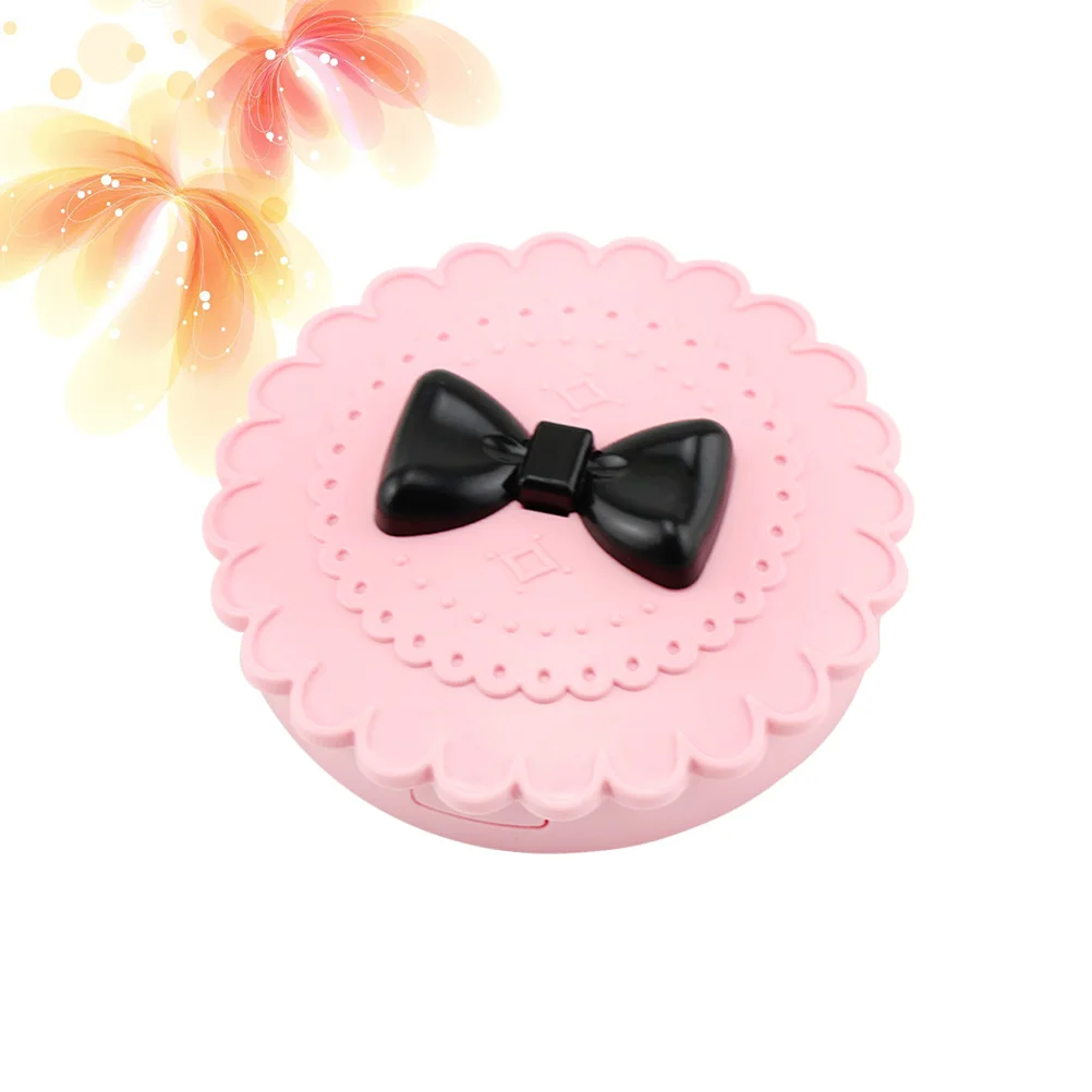 Scatola porta ciglia finte alla moda, custodia per riporre le ciglia finte, specchio incluso, decorazione a fiocco, compatta per uso femminile, rosa