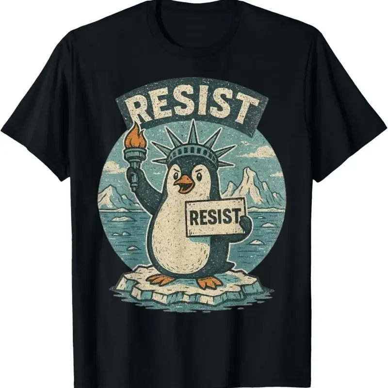 Penguin Resist T Shirt Penguins Protest Funny Vintage