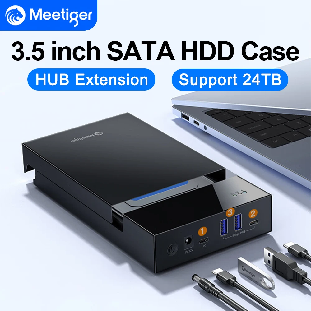 Meetiger 3.5 inch HDD Docking Station Multifunctional SATA Hard Disk Type-C External Hard Drive with Usb Adapter HUB Extension