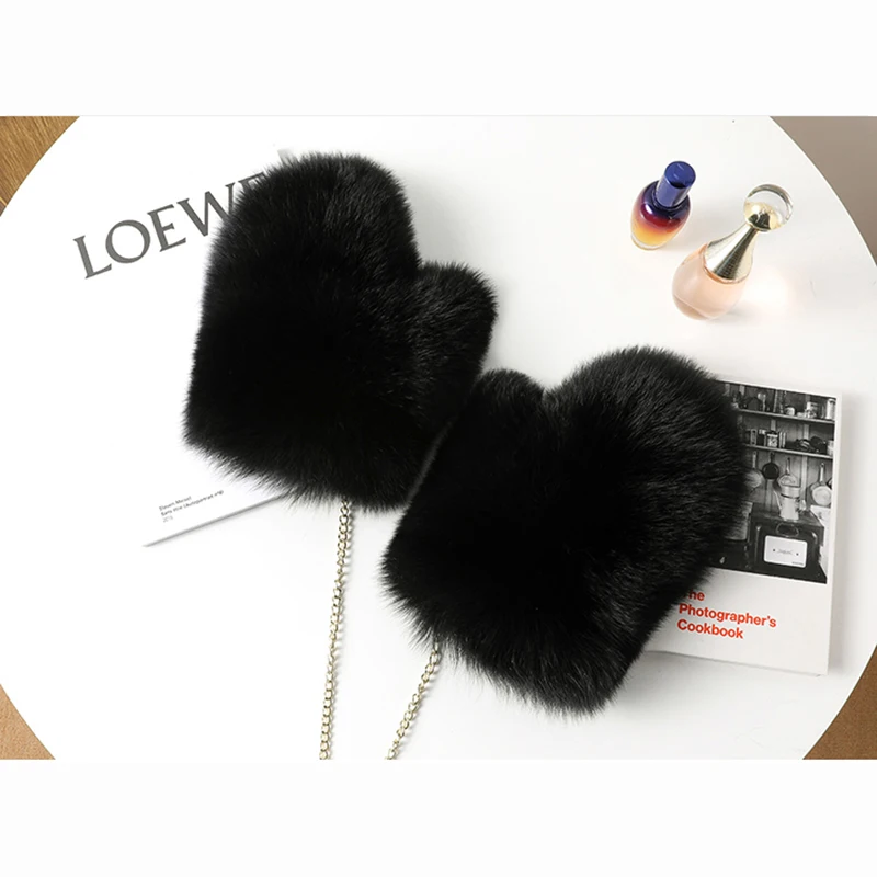 New Brand 2024 Girl Fashion Luxury Real Fox Fur Glove Winter Women Natural Real Fox Fur Gloves Warm 100% Genuine Fox Fur Mittens