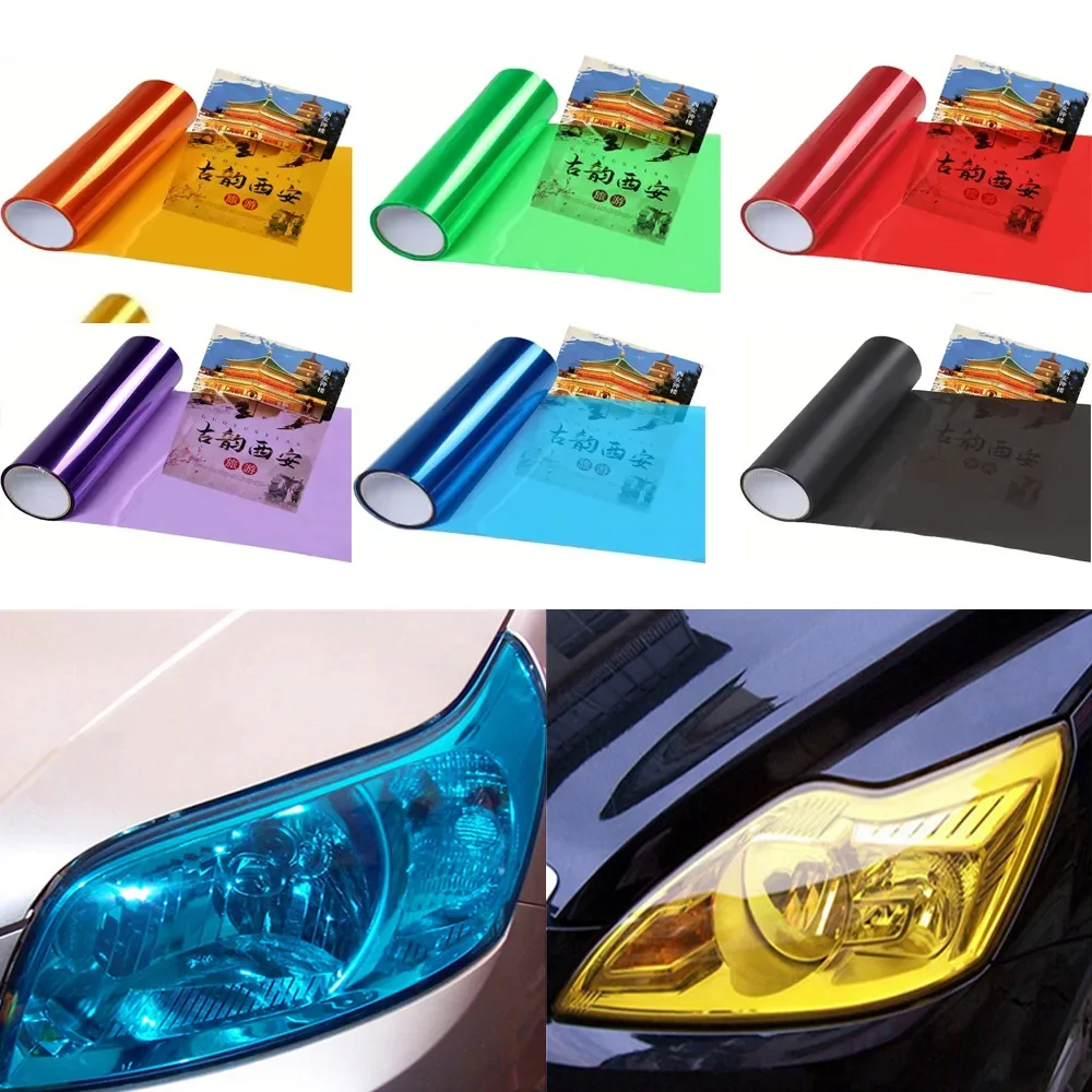 30X60CM PVC Car Headlight Lamp Film Fog Lamp Sticker Car Headlight Tailing Moulding Foil Self-Adhesive Car Accessories