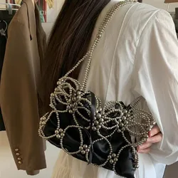 Customized Silver Beaded Bag Handmade Acrylic Purses and Handbags Summer Beach Clutch Party Women Crossbody Tote Bags 2023 New