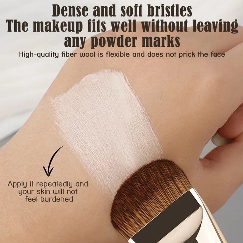 1pc Tongue-Shaped Seamless Foundation Brush Non-marking Concealer Mixed With Foundation Cream Flat Makeup Brush Beauty Tool
