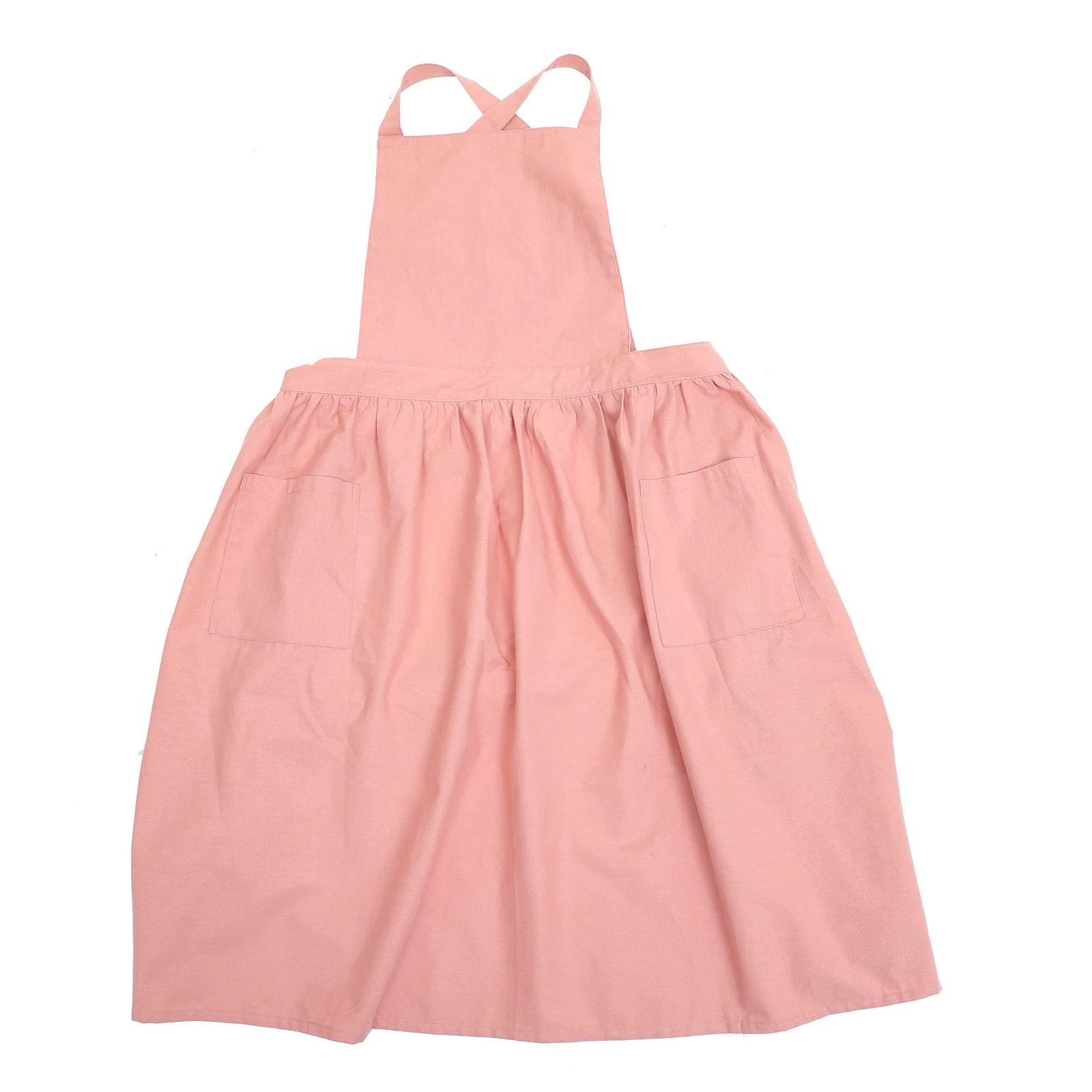 

Waterproof Cotton Linen Apron -32 Pink Multifunctional Kitchen Garden Cross Back Women Aprons Pockets Reusable Easy Clean BBQ