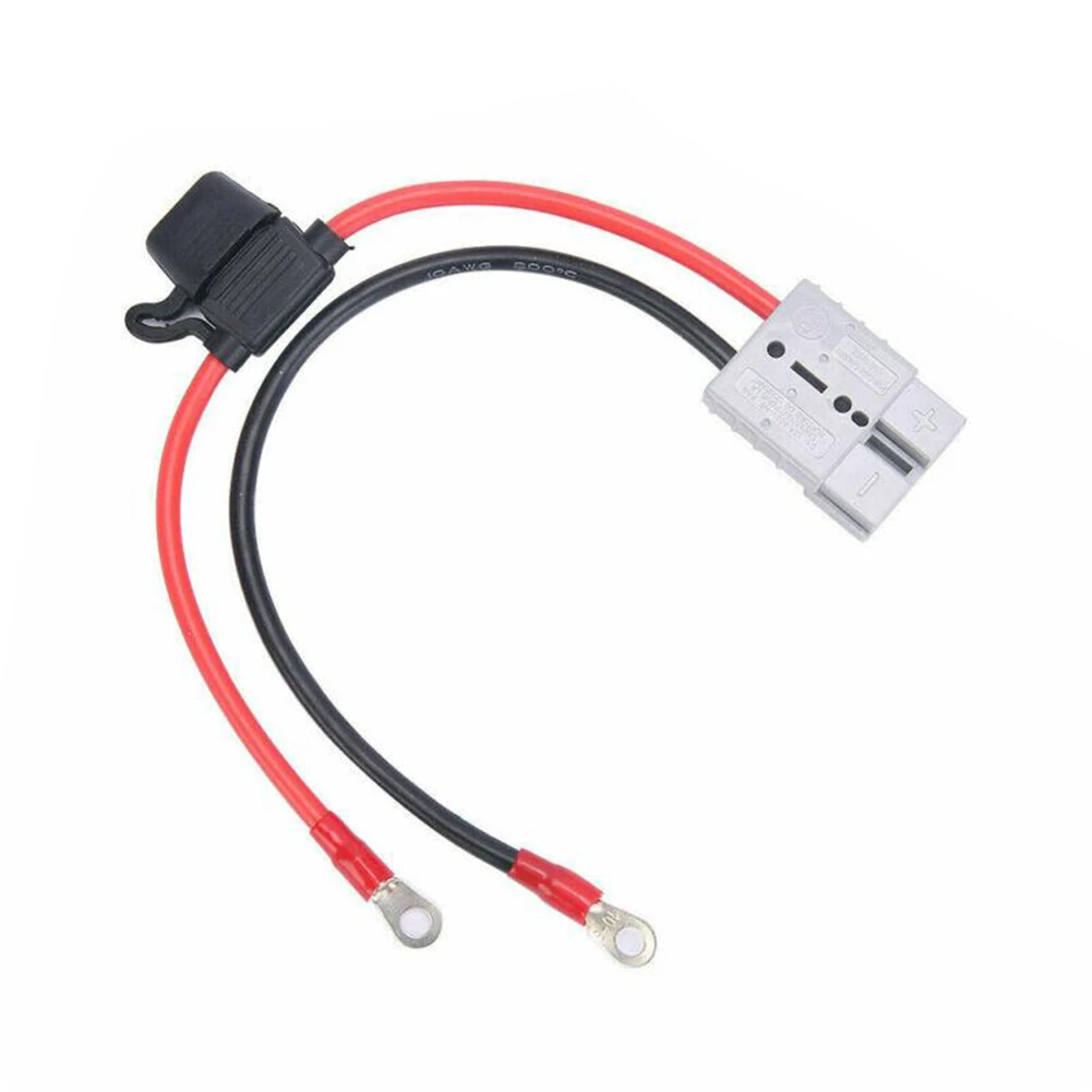 Battery Connector Cable 50A with M8 Terminal 10AWG Wire 2m Length Kit Featuring Weatherproof Jacket and Replaceable Blade Fuse