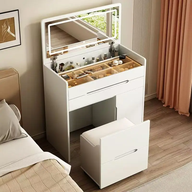 ……&Minimalist Modern Wooden Storage Simple Cheap Make up Dresser Tables Set Vanity Desk With Intelligent Mirror