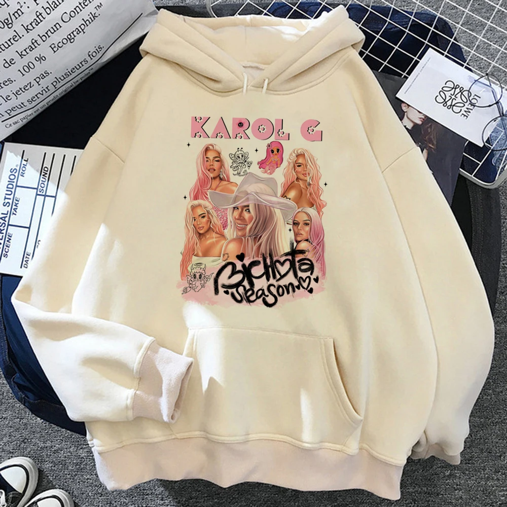 Karol g-Sudadera con capucha para mujer, top de manga larga, Estilo vintage, divertido