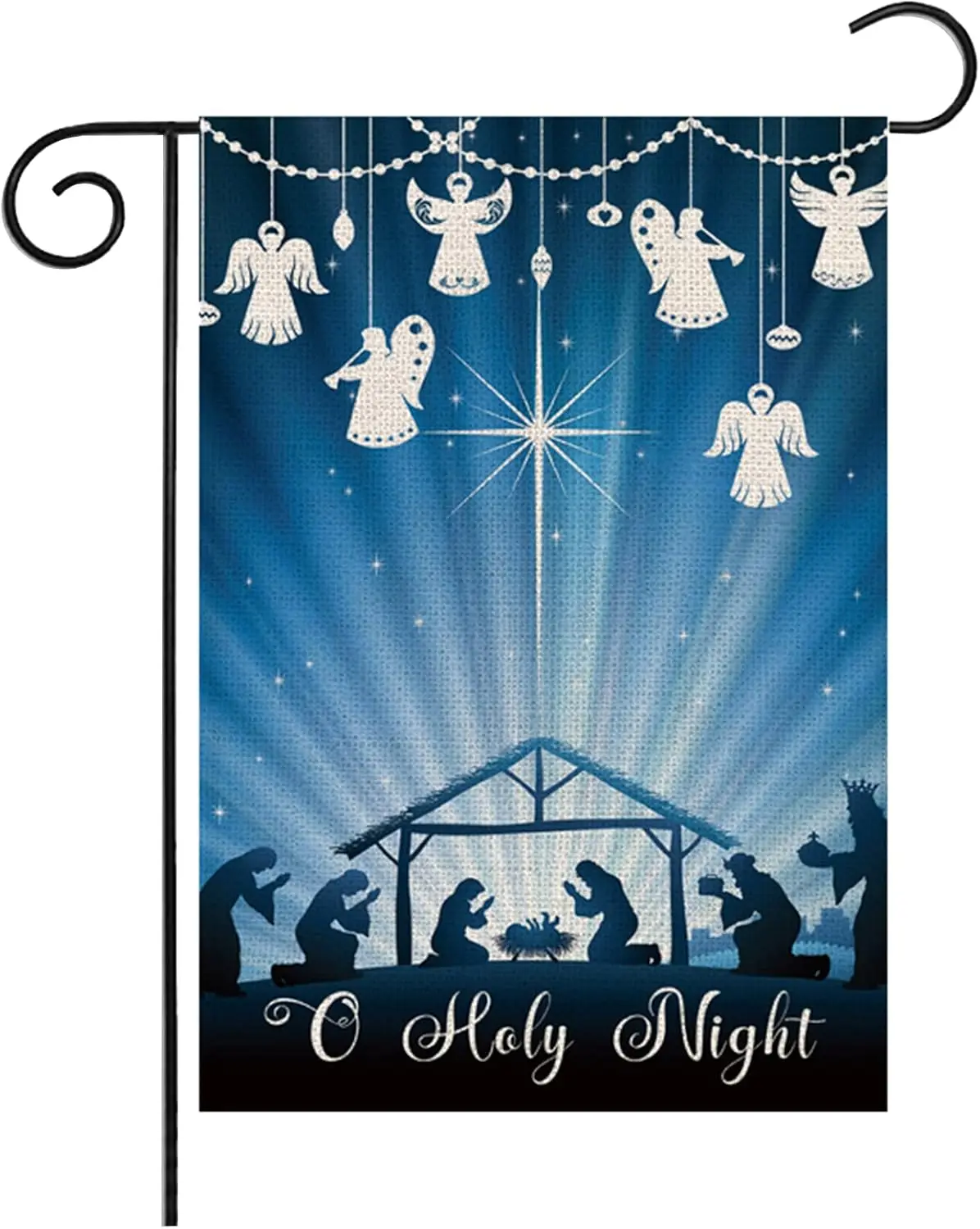 Merry Christmas Garden Flag, Nativity Christ O Holy Night Christian Small Burlap Flag, 12 x 18in Double Sided Christmas Wint zzo