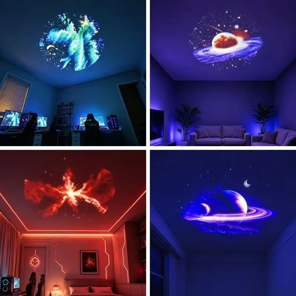 360 Degree Rotating Star Projector Light USB Powered Interchangeable Slides Galaxy LED Projector Flexible Neck Night Light