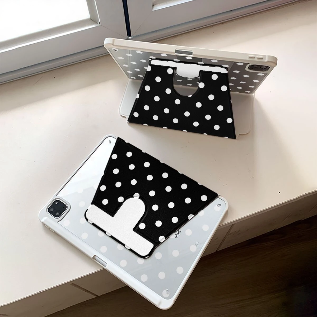 Ins Full Screen Polka Dot Y2K 360° Rotation Cover For iPad Pro 13 11th M5 M4 12.9 A16 8 7 9th 10th Air 11 M2 M3 Mini Tablet Case