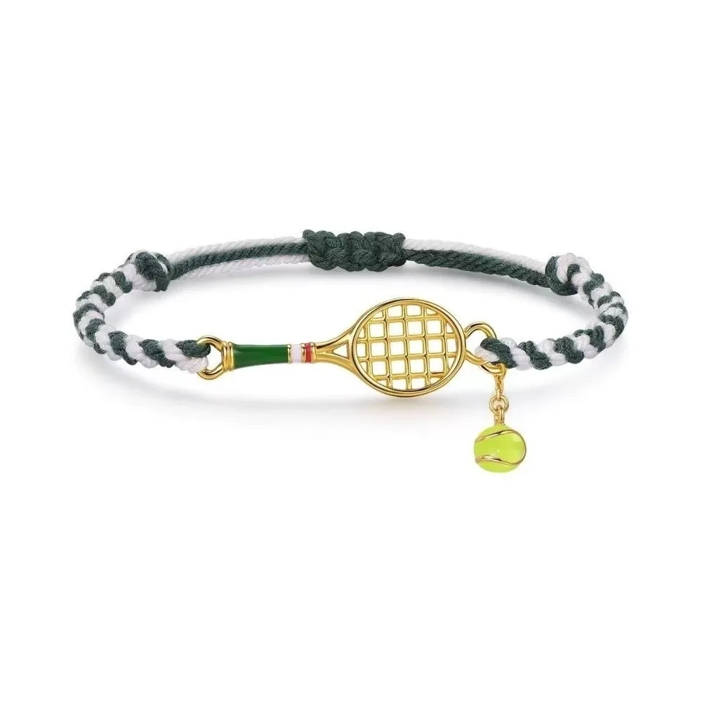 Adjustable Tennis Racket Bracelet Lightweight Design Handwoven Handwoven Bracelet Copper Material Vintage Style Couple Bracelet