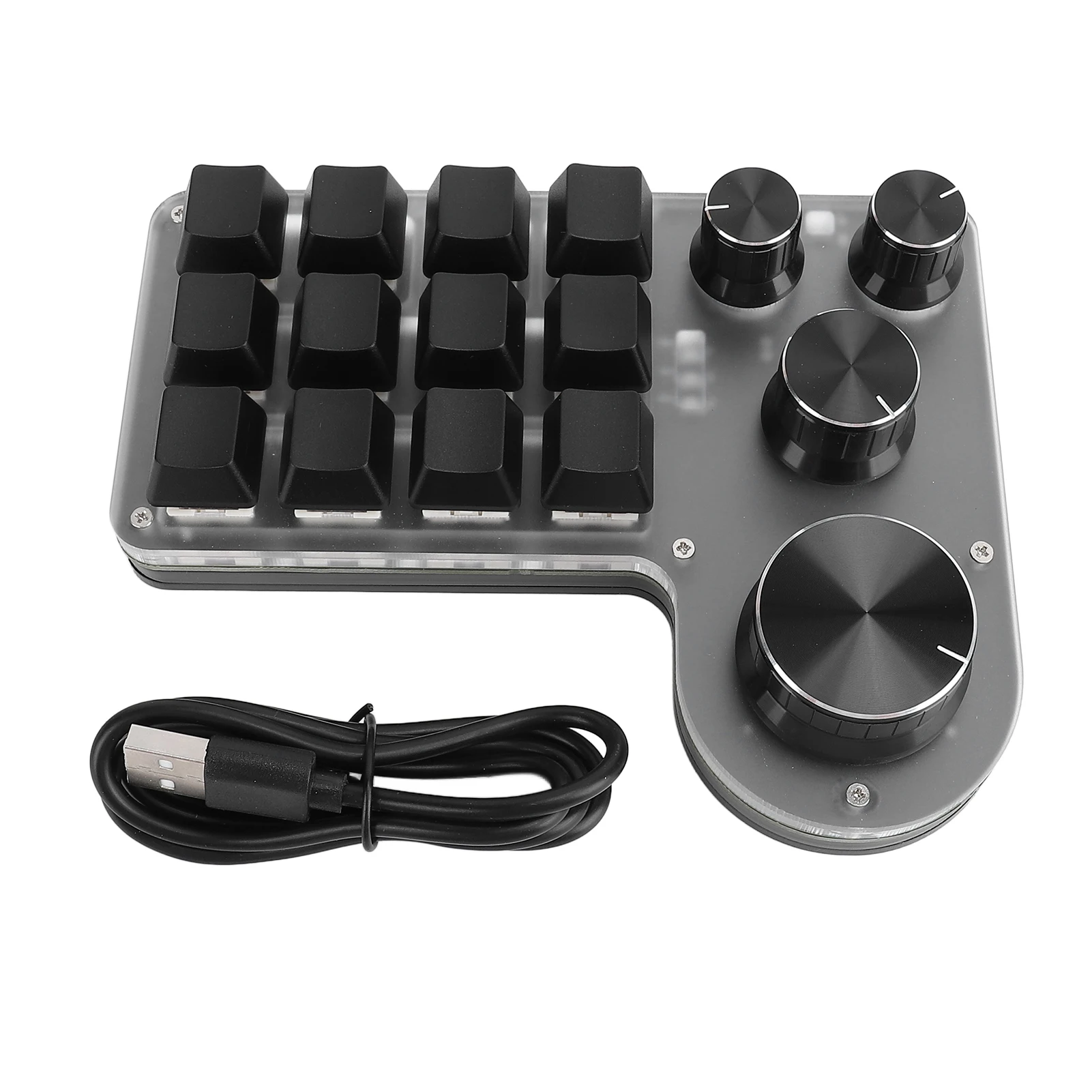 USB Macro Mechanical Gaming Keyboard 12 Keys 4 Knobs Wireless Bluetooth Wired USB Programmable Hot Swappable Red Switch