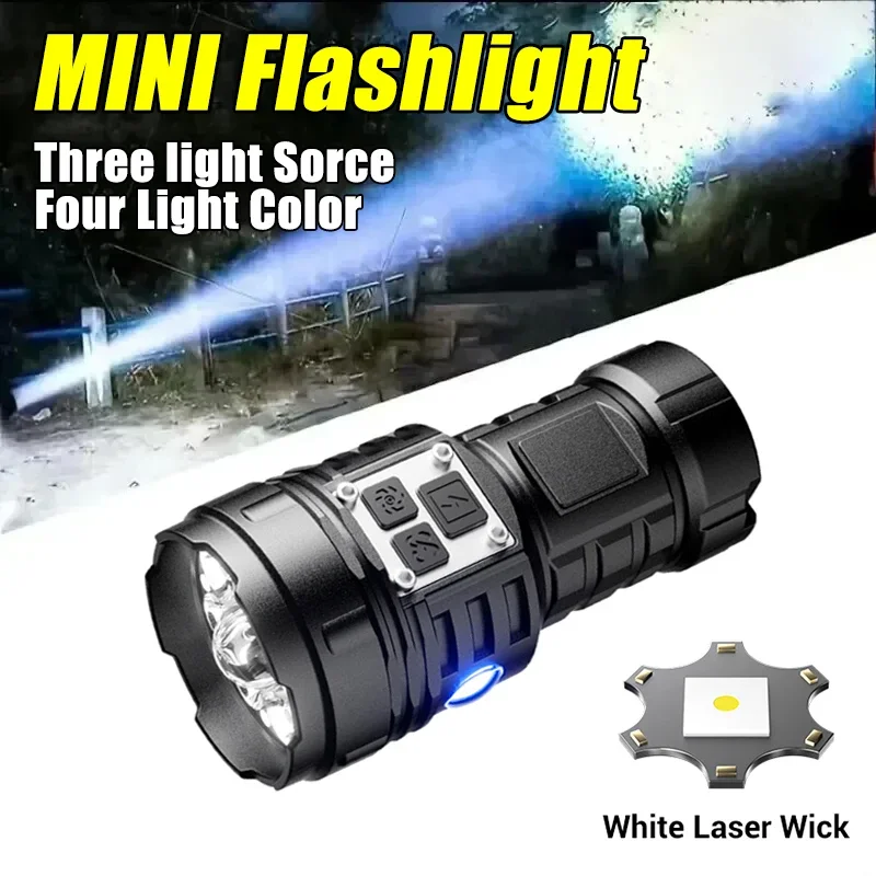 

Portable 3-source LED Flashlight with Multifunctional Magnetic Cap Clip Light Type-c Rechargeable Mini Torch for Outdoor Camping