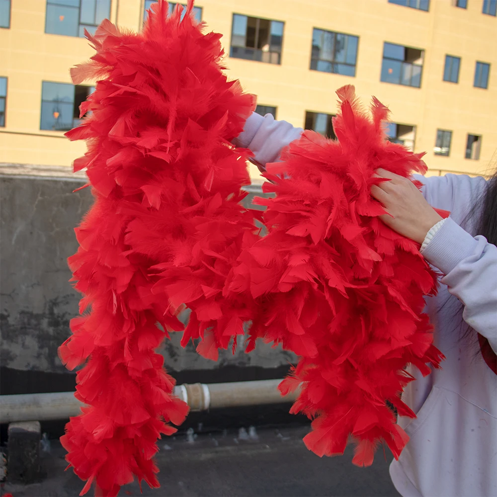 Soft Natural Turkey Feather Boa 200g 2Meters Flat Trim Ribbon for DIY Sewing Costume Wedding Party Home Decor Crafts Supplies