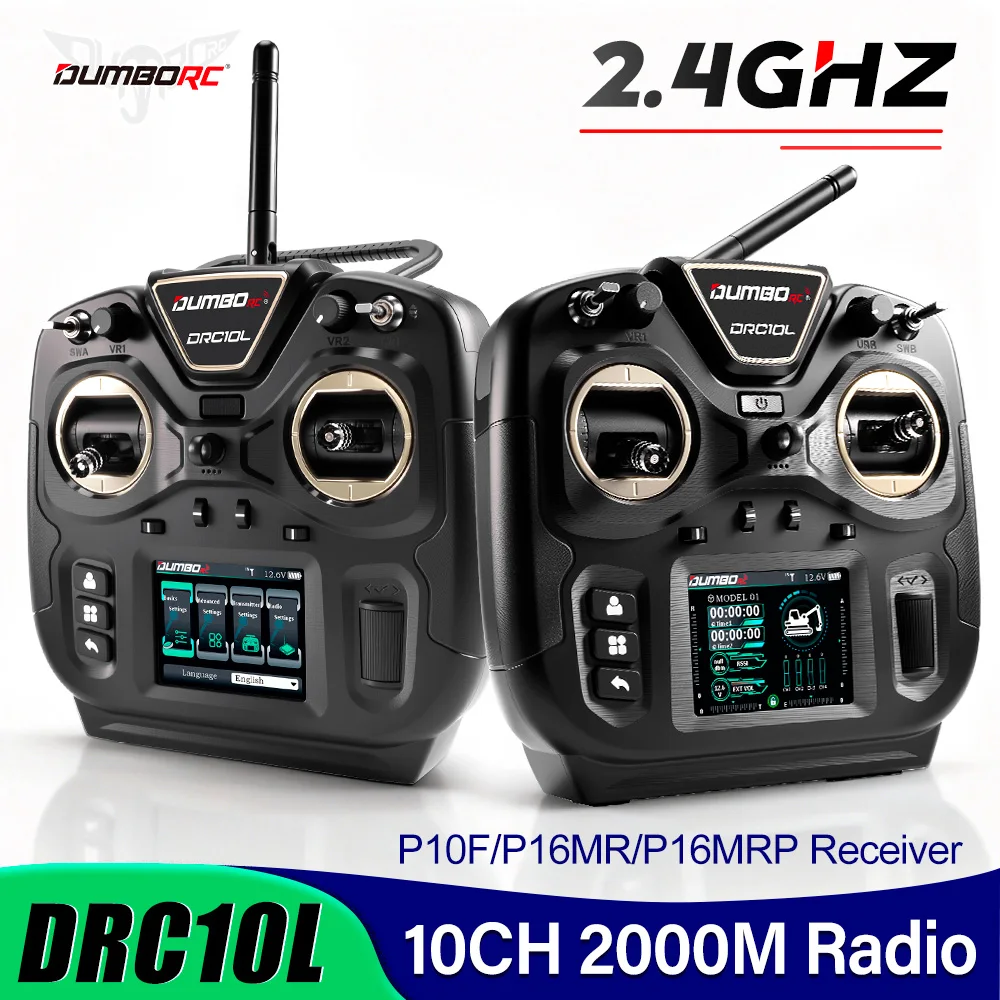 DUMBORC RC Transmitter DRC10L 10CH Coach Mode 20 Model Memory for RC Car Boat Tank Mech