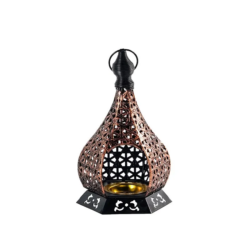 Eid Al-Adha Middle Eastern Style Hollow Electroplated Iron Candlestick Atmosphere Decorative Aromatherapy Wax Base Ornaments