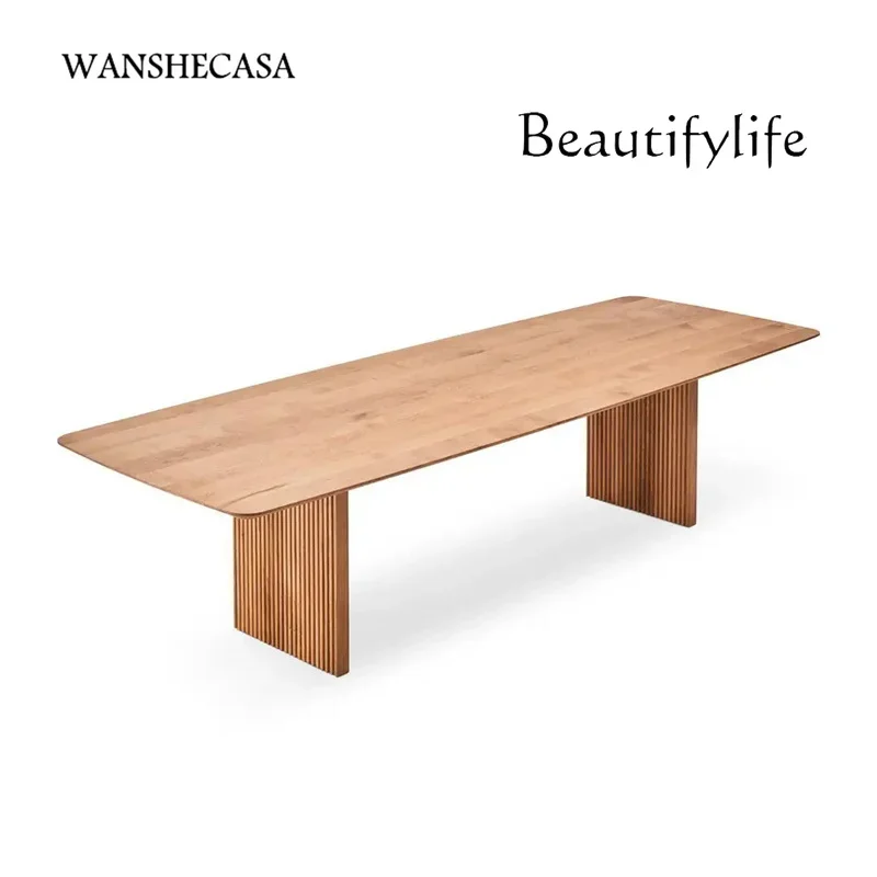 N44 Nordic minimalist North American black walnut solid wood dining table Household rectangular rice tea table Conference long t