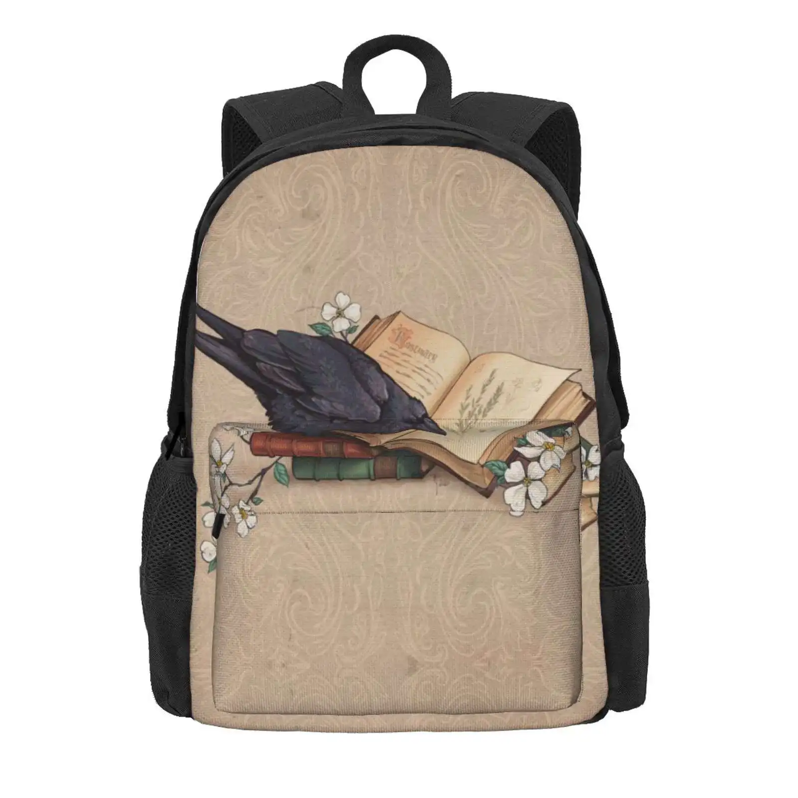 The Familiar Hot Sale Schoolbag Backpack Fashion Bags Crow Raven Books Magick Witchcraft Wicca