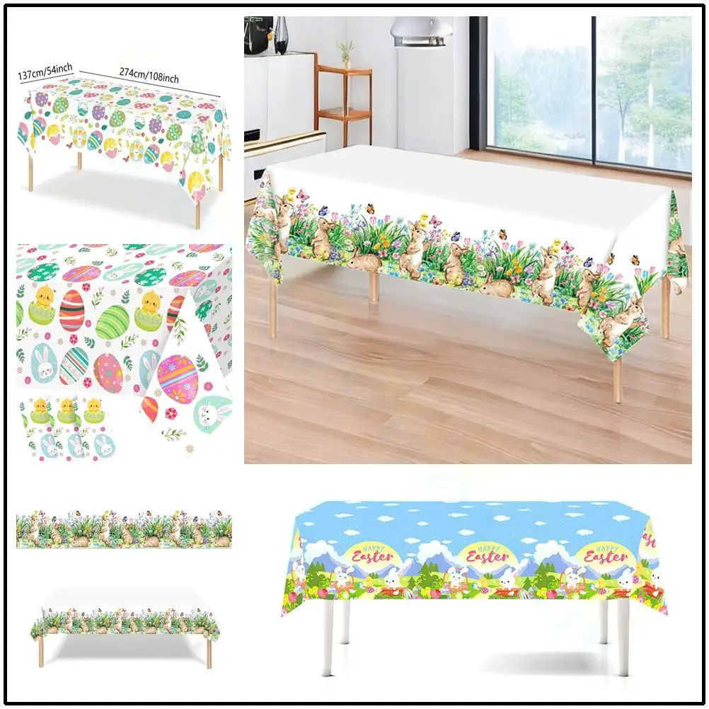 Пасхальный-кролик-скатерть-кролик-яйца-стол-флаг-крышка-счастливая-Пасха-украшение-дома-кухня-обеденный-стол-декор-одноразовый