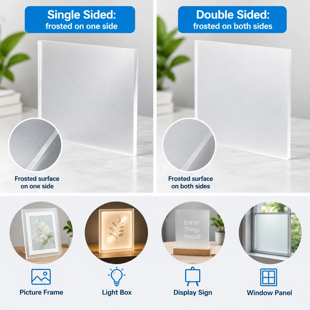 1-10Pcs DIY Picture Frames Signs Display Frosted Acrylic Sheet 2-10mm, Single/Double Sided Matte Plastic Board