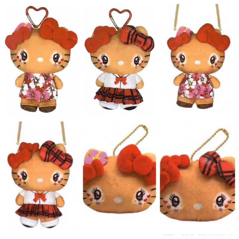 سانريو حروق الشمس تان فتاة حار كيتي الجلد الداكن أفخم دمية المفاتيح محفظة نسائية للعملات المعدنية kawaii القوس موحدة هريرة لينة محشوة الملحقات