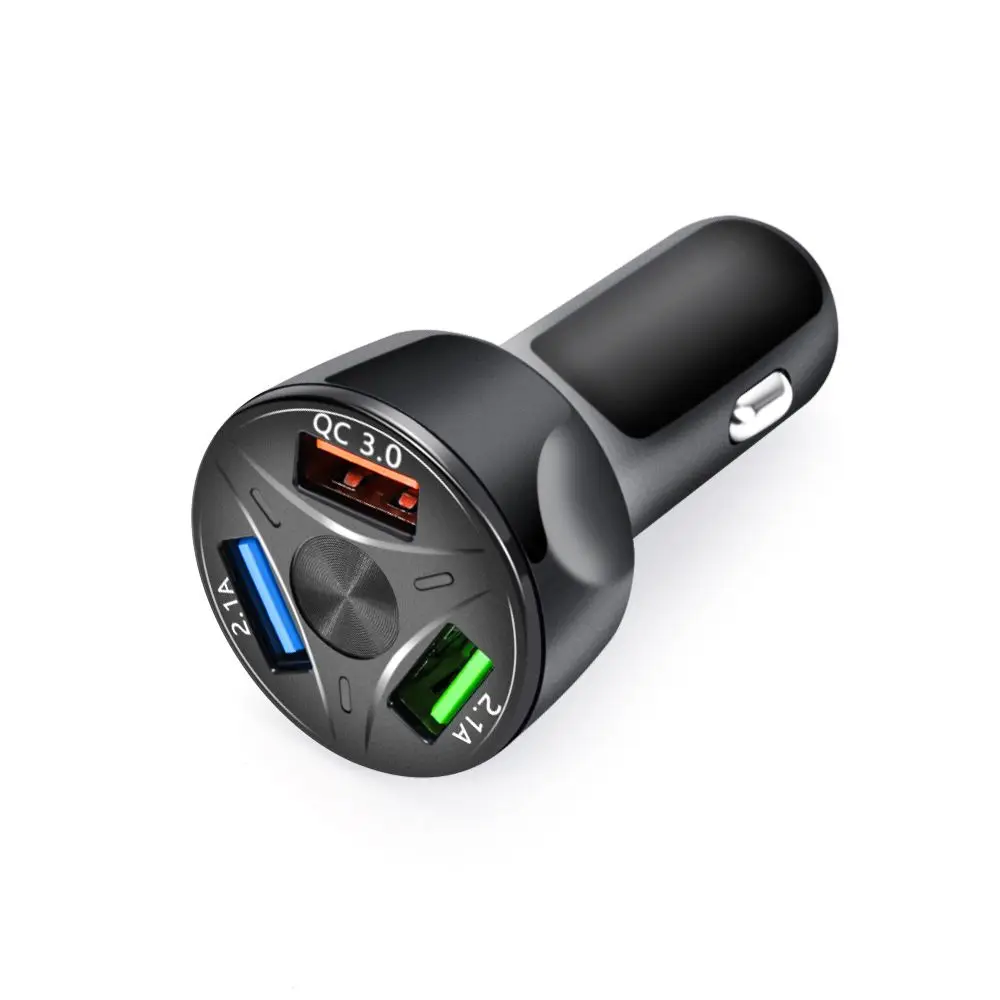 3-Port Fast Charging Socket adapter USB Car Charger Adapter LED Display QC 3.0 Auto Accessories