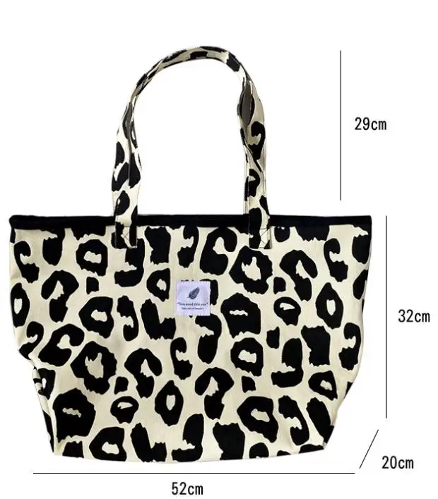 Portable Shopping Bag Leopard Print Tote Bag Large Capacity Shoulder Bag