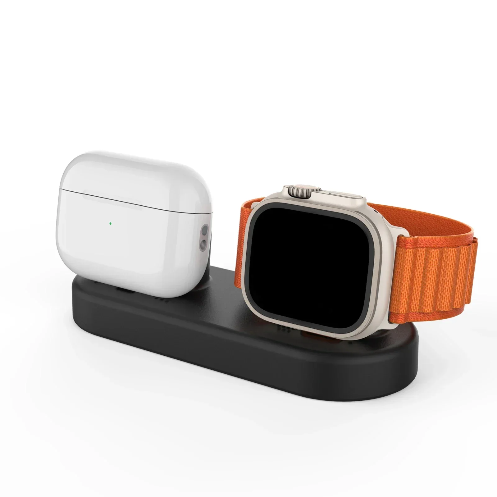 Supporto per caricabatterie con slot per Apple Watch Dock di ricarica morbido antigraffio in silicone Base di ricarica 2in1 per Apple Watch AirPods Pro 2