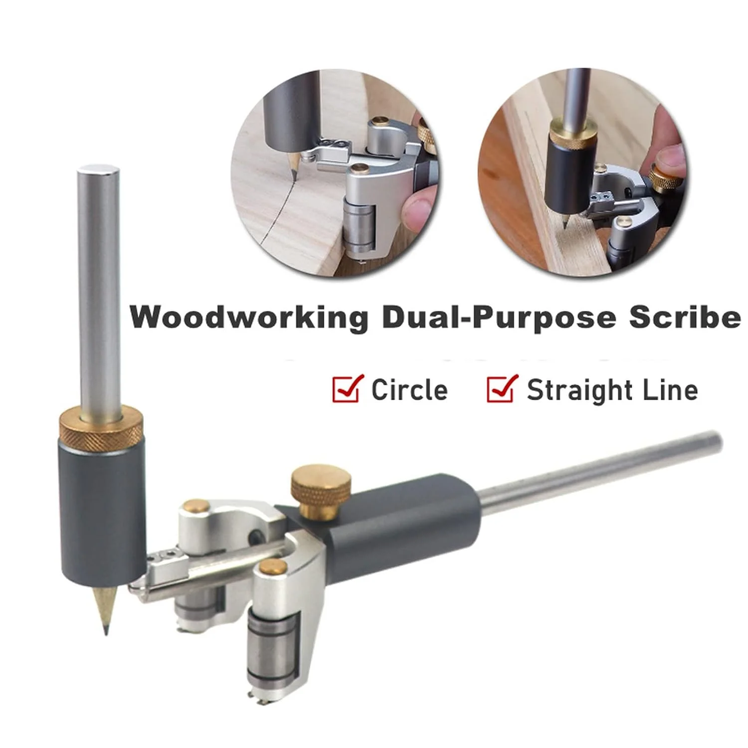 Linear Arc Dual-purpose Scriber Ruler Scale Ruler Parallel Line Drawing Marker Aluminum Alloy Multifunctional Sliding Mark