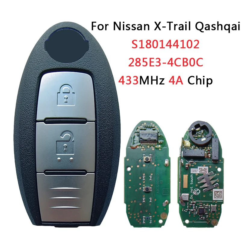 

Оригинальный смарт-ключ HNKeys S180144102 для Nissan X-Trail Qashqai, 2 кнопки, 433.92 МГц, чип 4A, OE: 285E3-4CB0C
