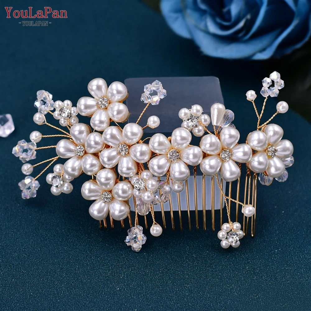 

YouLaPan Elegant Handmade Pearl Crystal Hair Comb Bridal Headpieces Hair Accessories Women Wedding Hairstyle Ornaments HP05