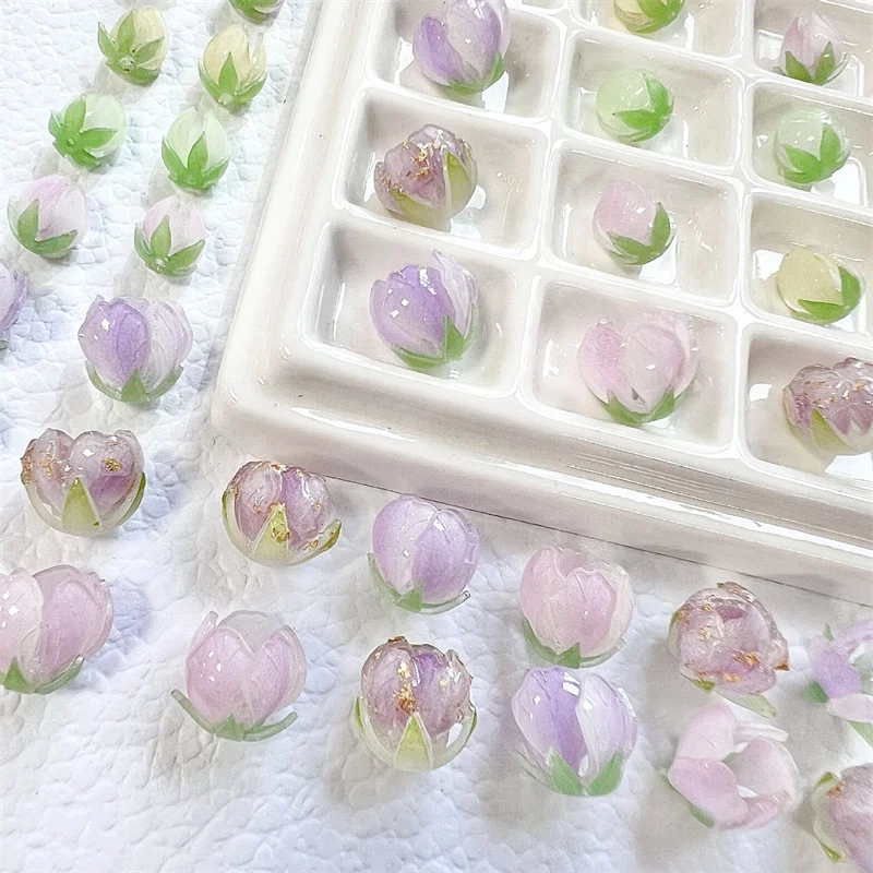 新スタイル-30-ピース-ロットカラーパターンプリント漫画バラの花のつぼみ形状手作り花ビーズ-diy-ジュエリー衣服ヘアアクセサリー