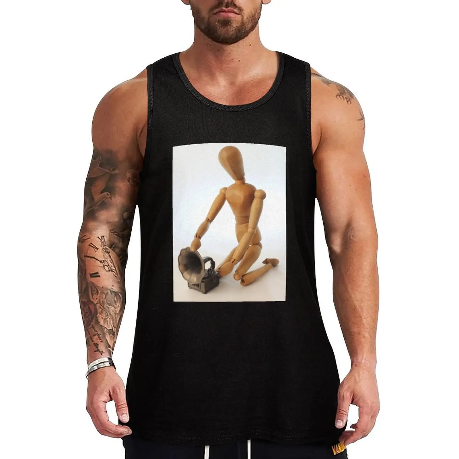 

Mannequin With Phonograph Tank Top Bodybuilding Tank Top Sleeveless Gym Fitness Shirt
