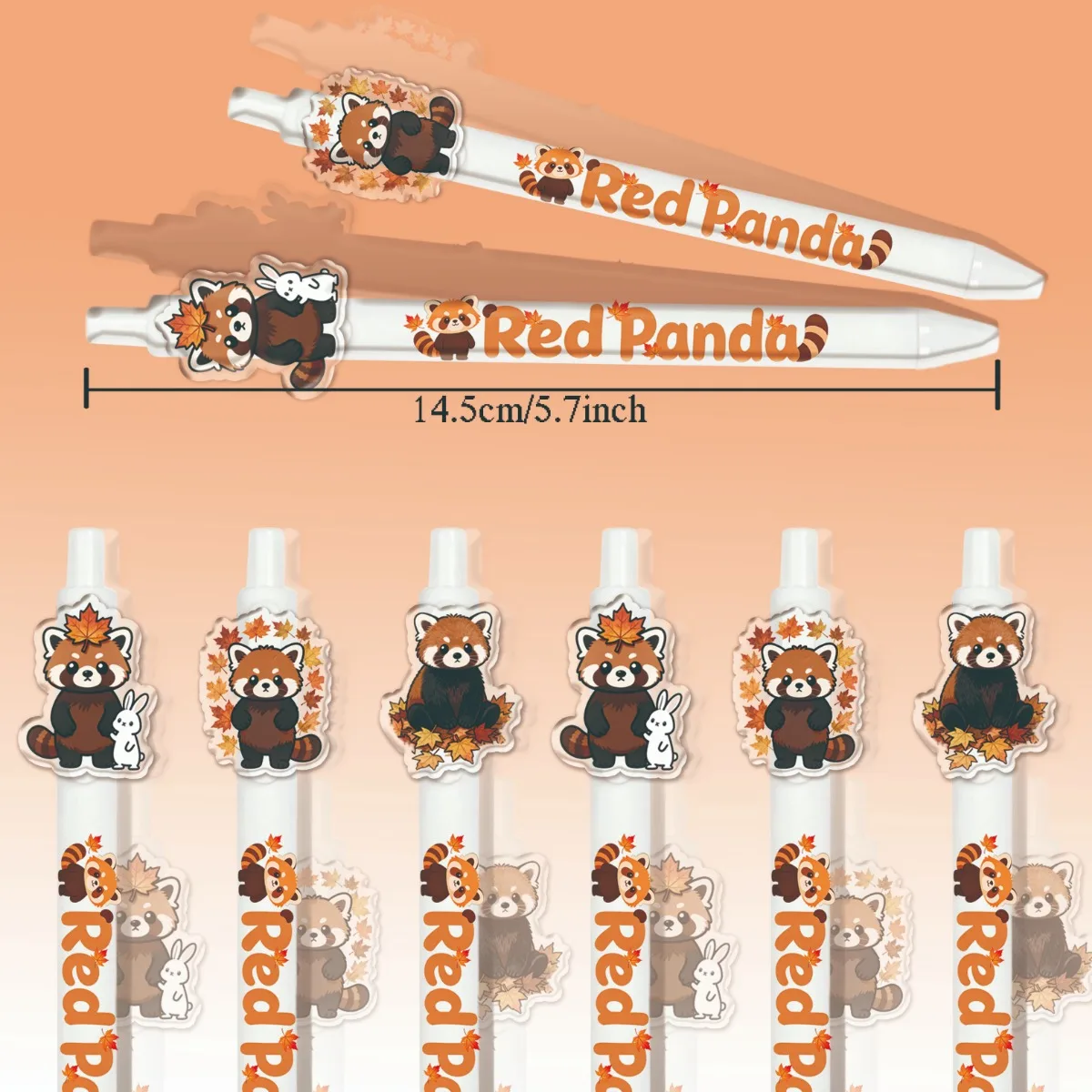 6/12PCS Maple Leaf Panda II White New round Pen Student Writing Pen Back-to-School Season