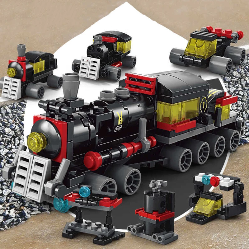 6IN1 City Engineering Car Police Truck Mech Dinosaur Building Blocks Tank Helicopter Bricks Fire Fighting Set Toys for Children